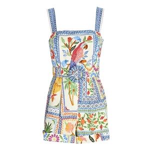 🦜Farm Rio🦜Tropical Tiles Romper(Size Medium)